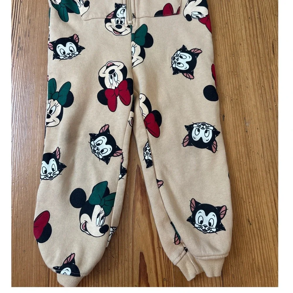 H&M Disney Minnie Mouse Figaro Hooded Jumpsuit Tan Character Print SIZE 3/4T